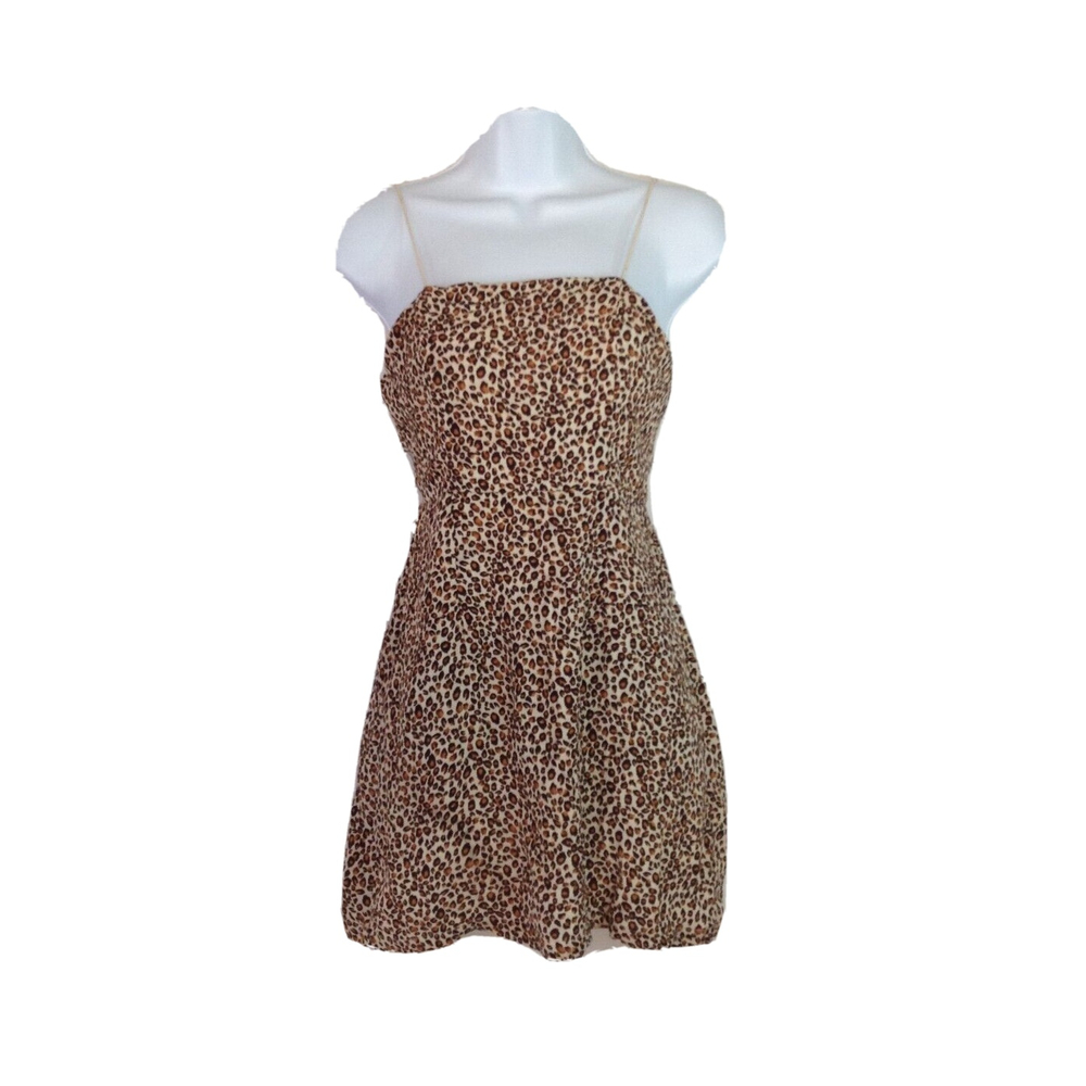 Skylar & Madison Animal Print Lined Mini Dress Elastic Spaghetti Strap Size S